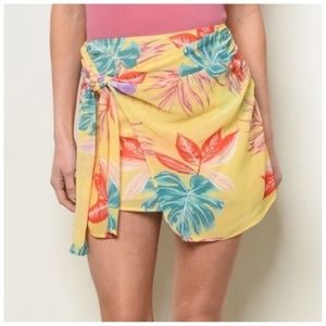 Women's Yellow Chiffon Tropical Skirt